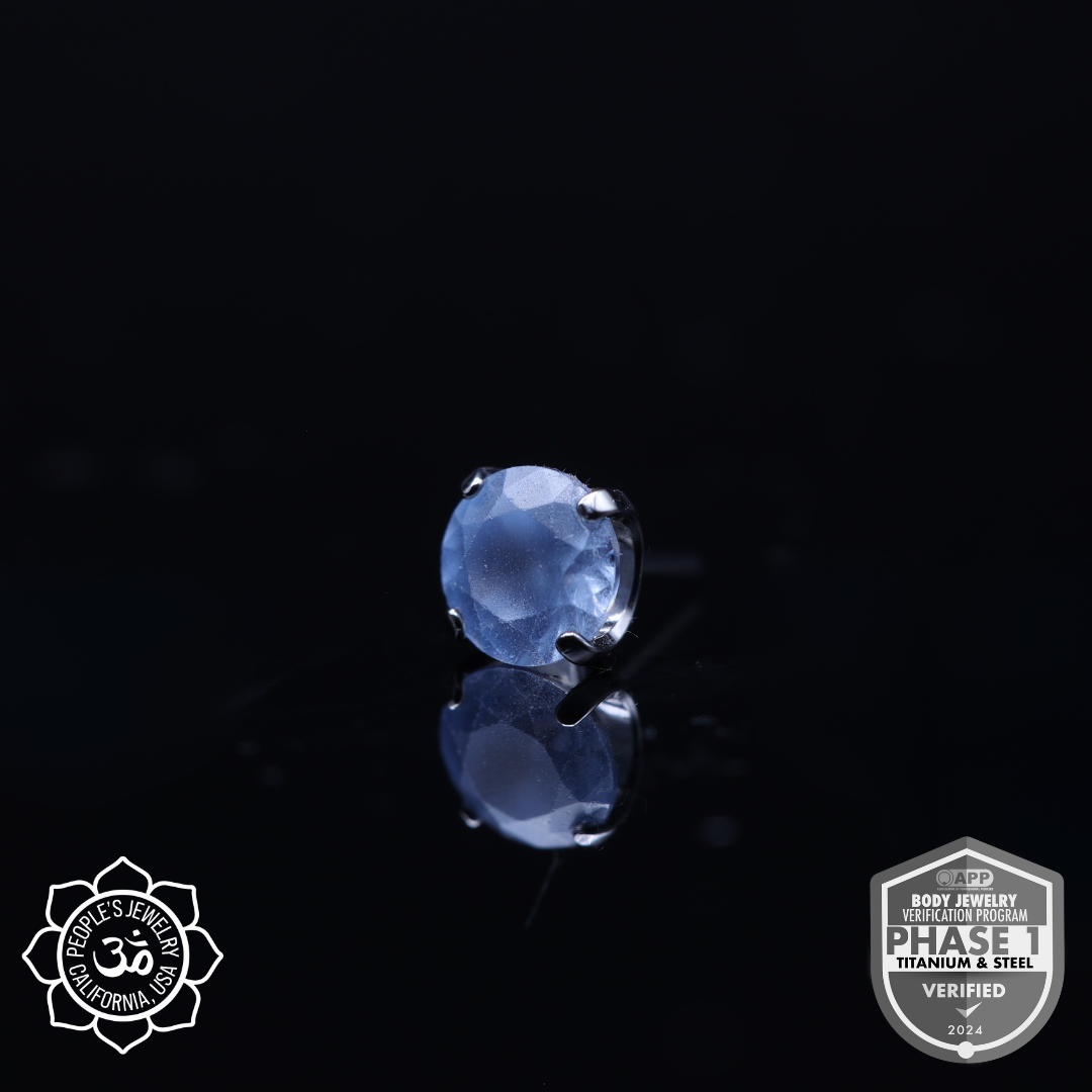 Threaded Titanium Prong - (Sandblasted) Faceted Gem