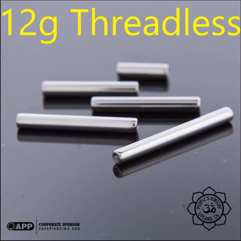 Threadless Titanium Straight Barbells - 12g