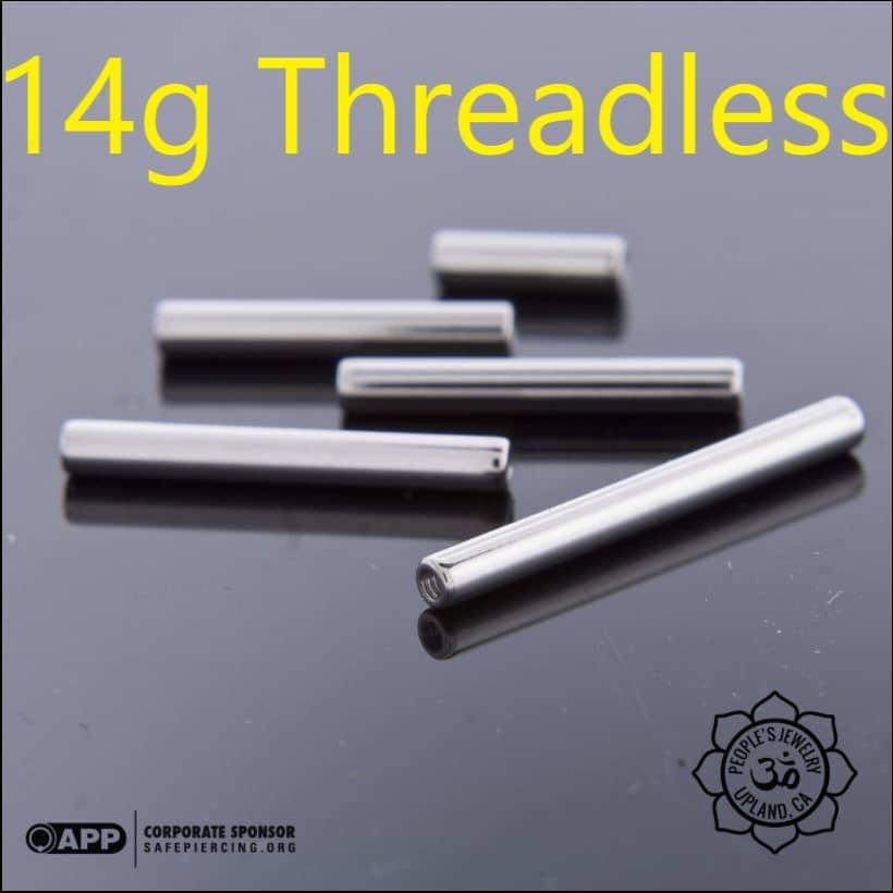Threadless Titanium Straight Barbells - 14g