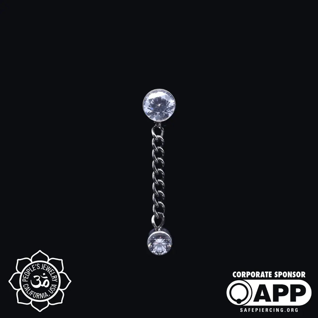 Threadless Double Gem Chain Dangle