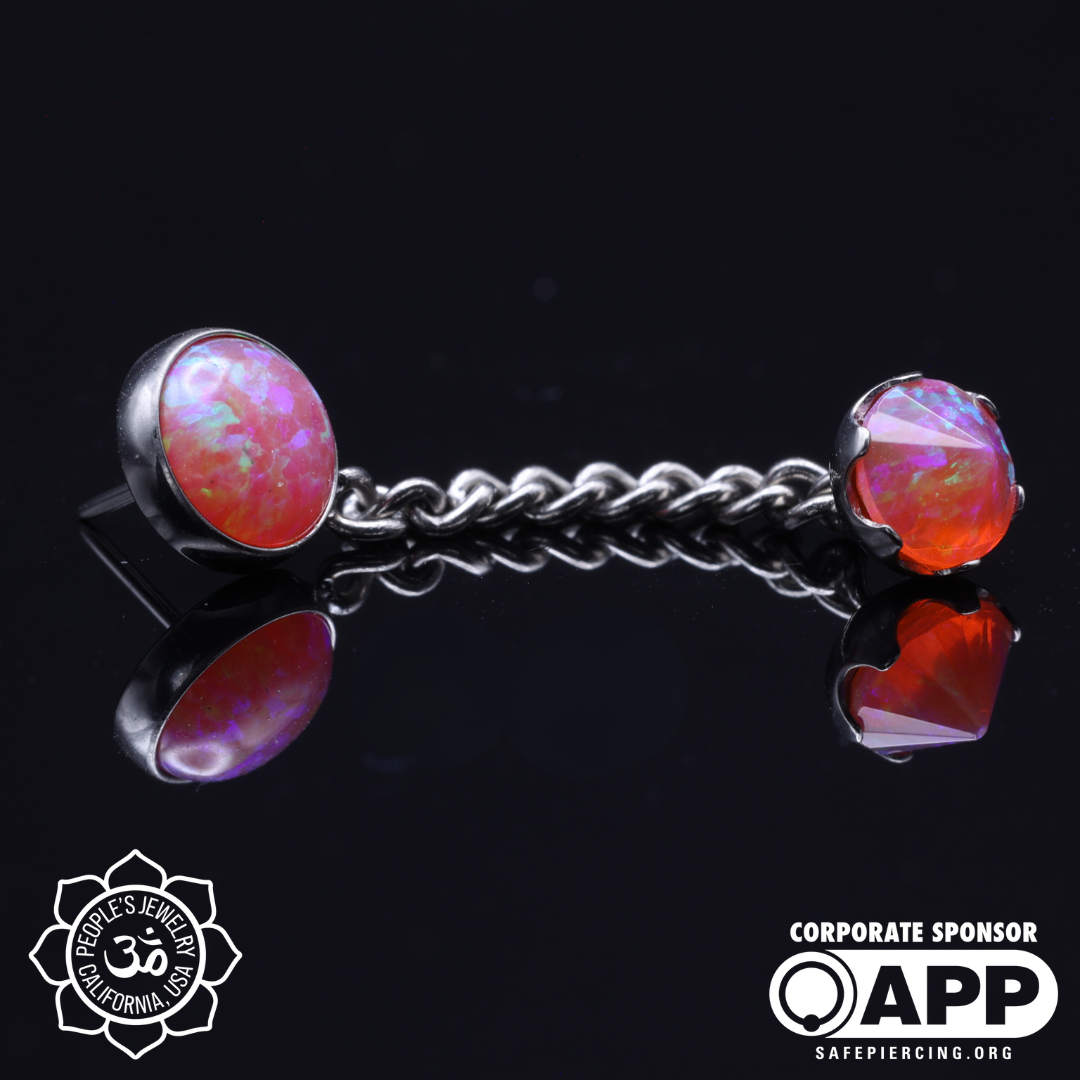 Threadless Double Gem Inverted Chain Dangle