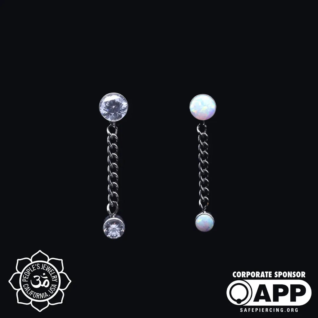 Threadless Double Gem Chain Dangle