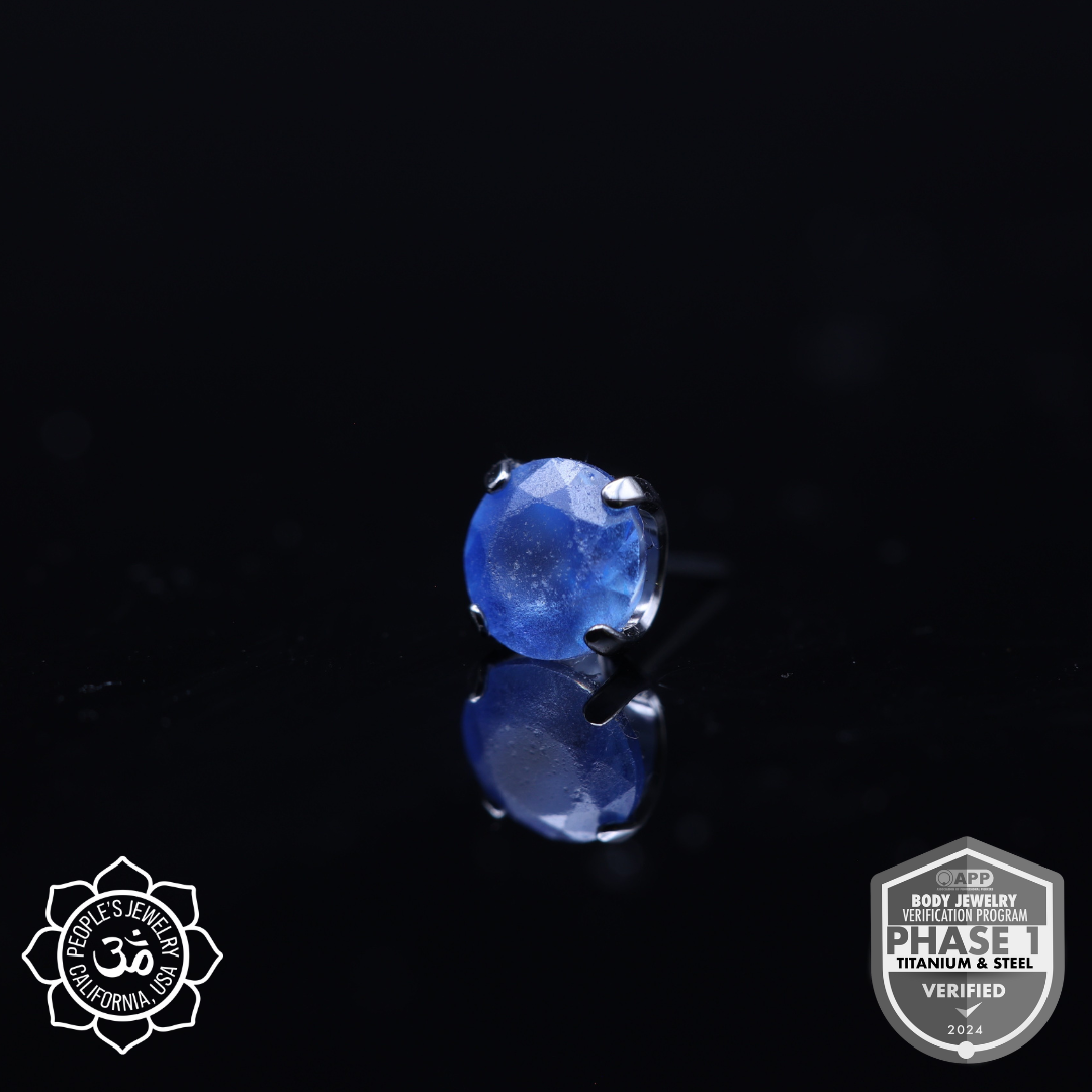 Threaded Titanium Prong - (Sandblasted) Faceted Gem