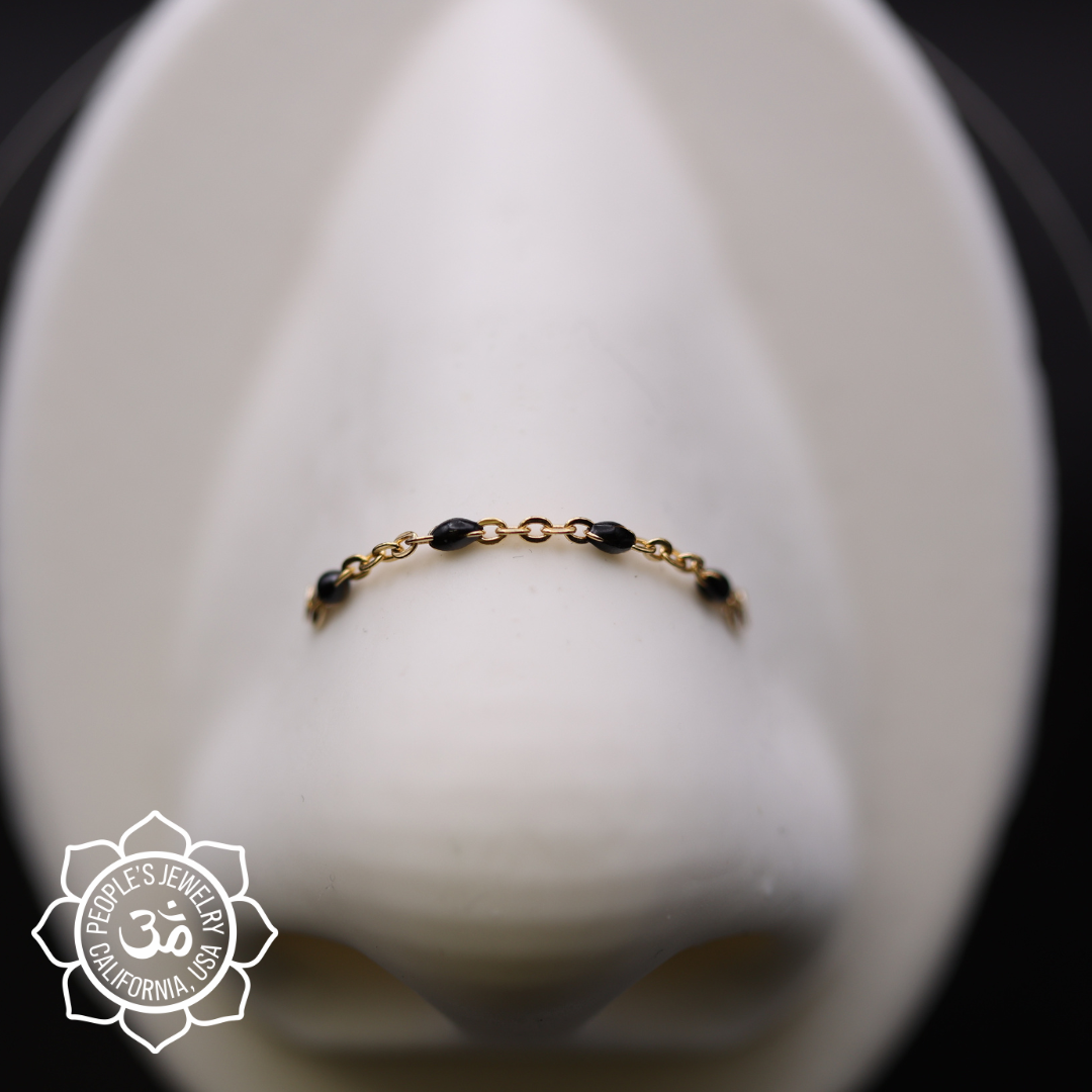 14k Gold Filled Black Enamel Bead Chain