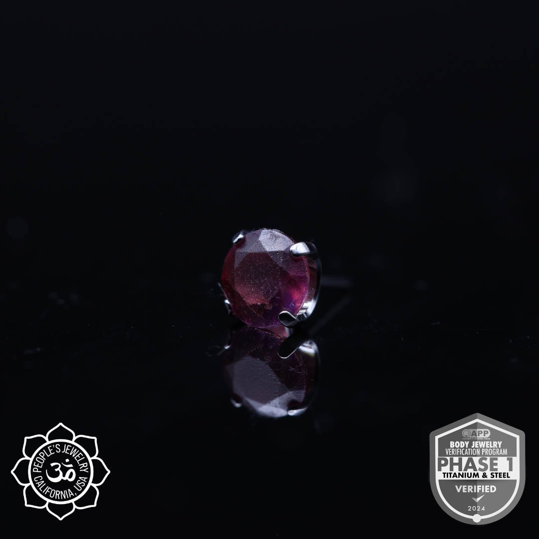 Threaded Titanium Prong - (Sandblasted) Faceted Gem