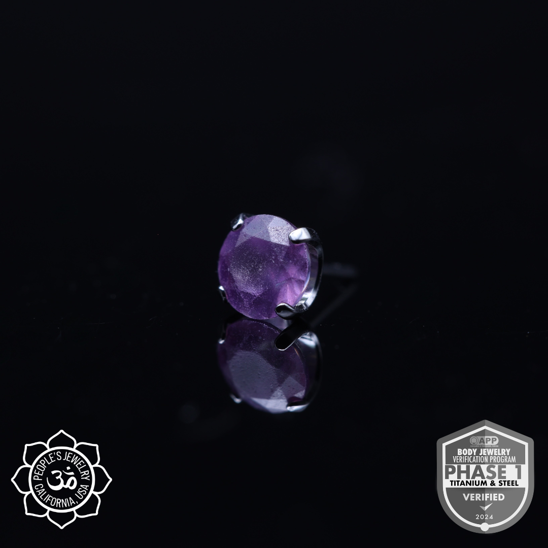 Threaded Titanium Prong - (Sandblasted) Faceted Gem