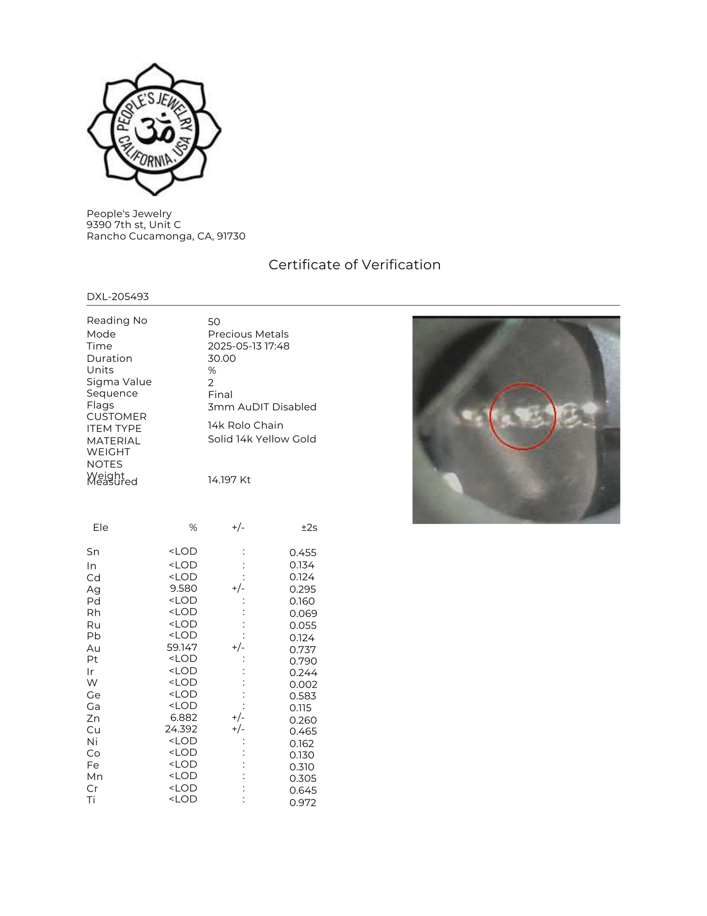 14k Yellow Gold Rolo Chain