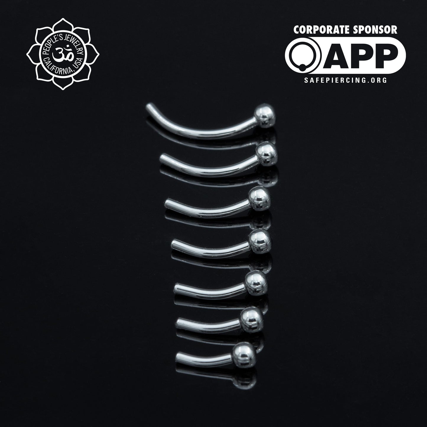 Threadless Titanium Fixed-Bead Curved Barbells