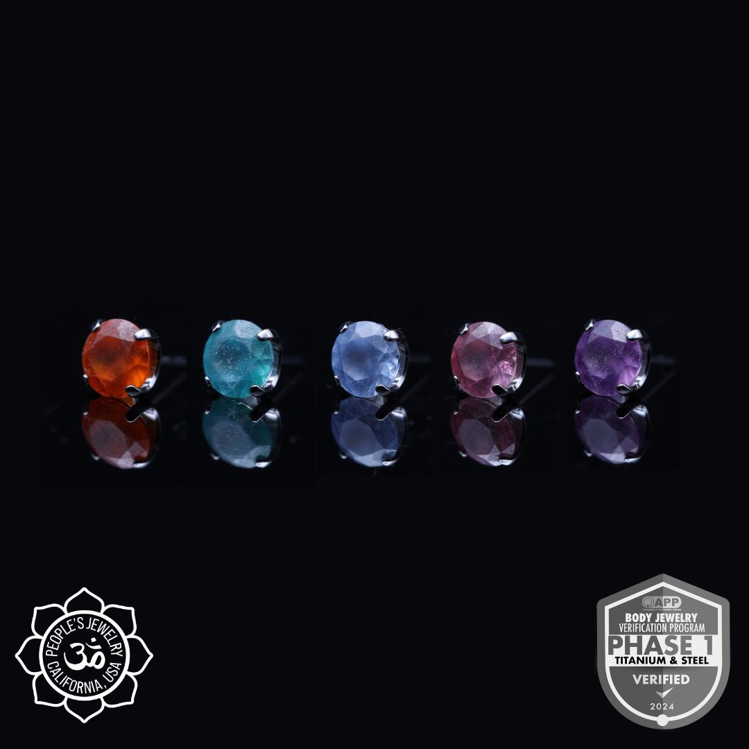 Threaded Titanium Prong - (Sandblasted) Faceted Gem