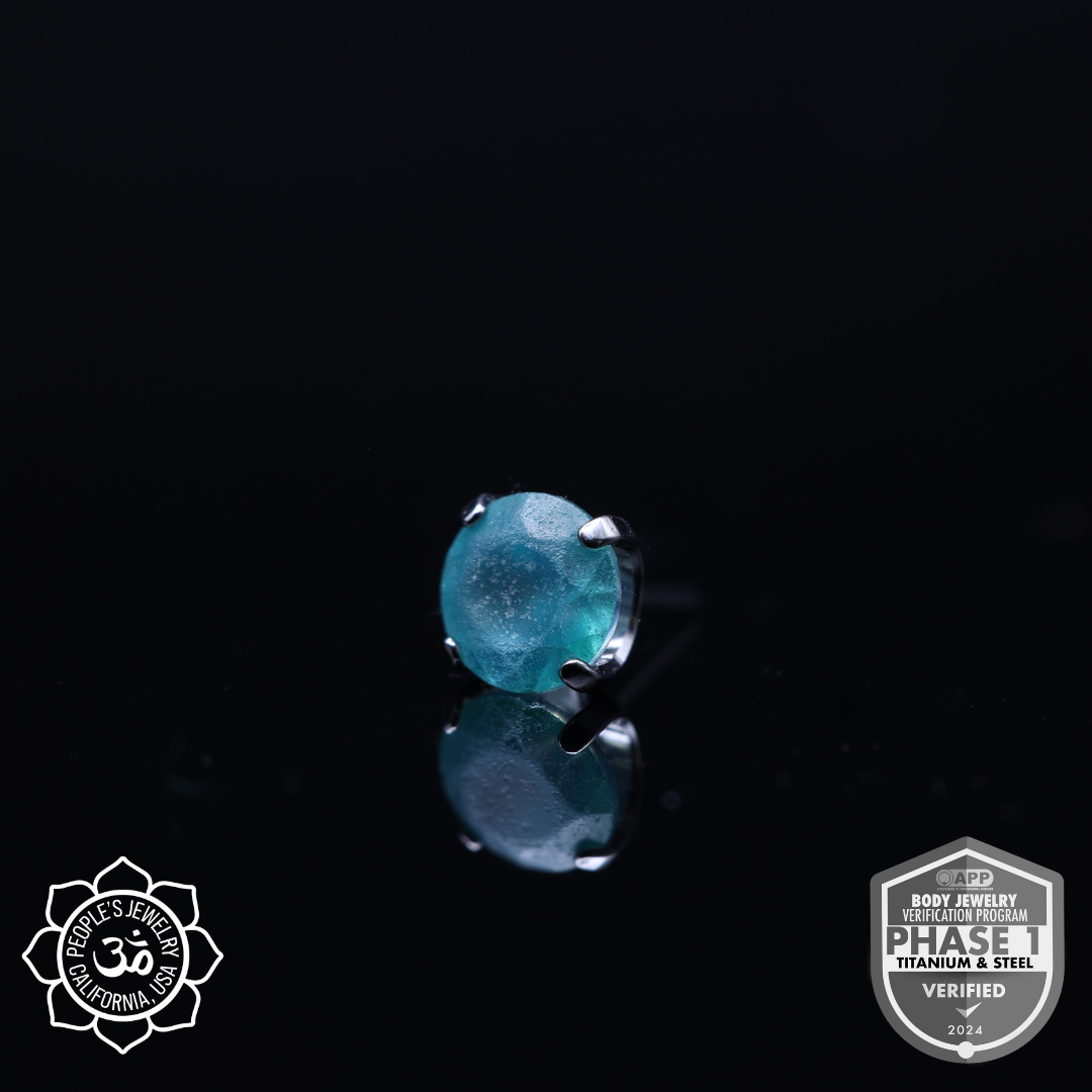 Threaded Titanium Prong - (Sandblasted) Faceted Gem