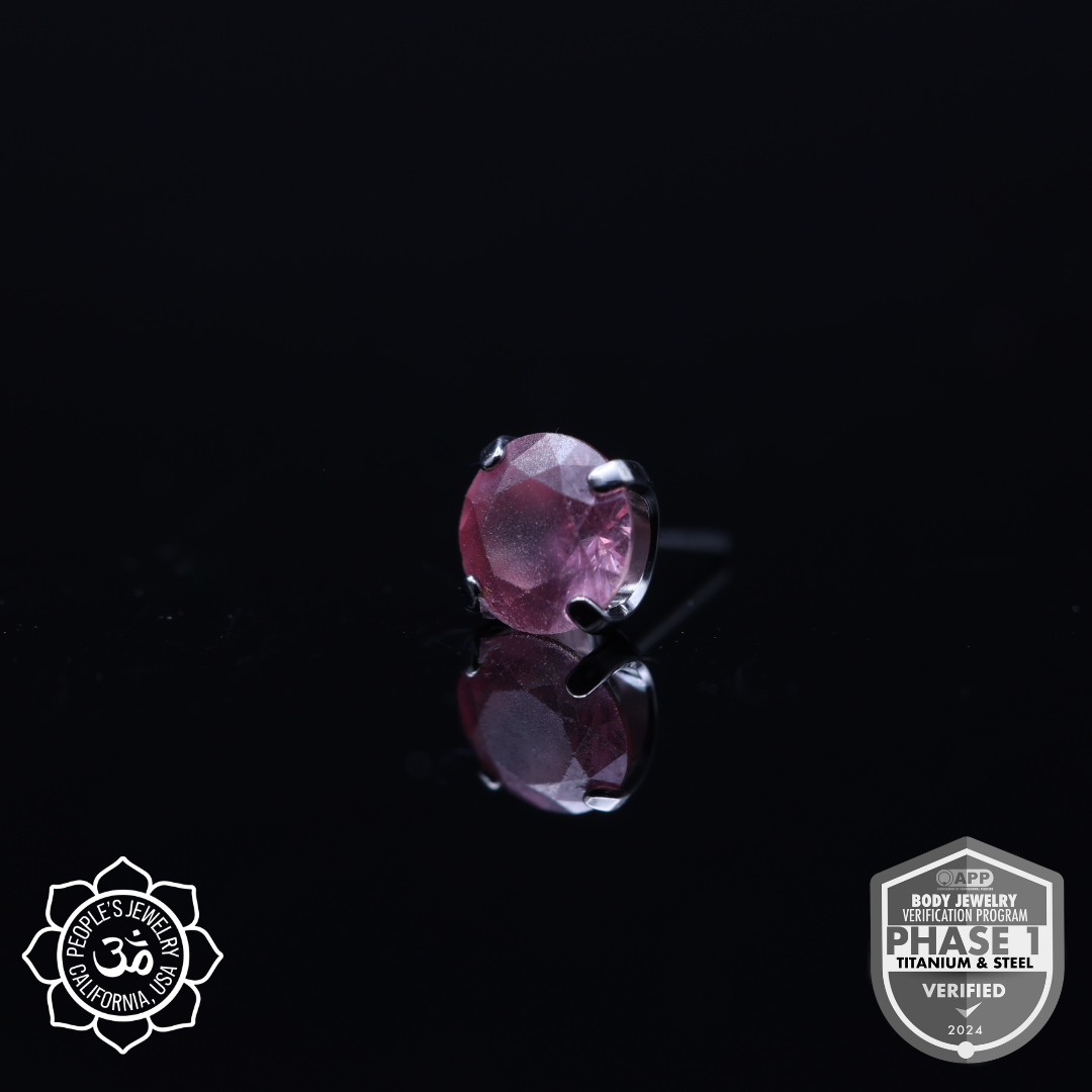 Threaded Titanium Prong - (Sandblasted) Faceted Gem