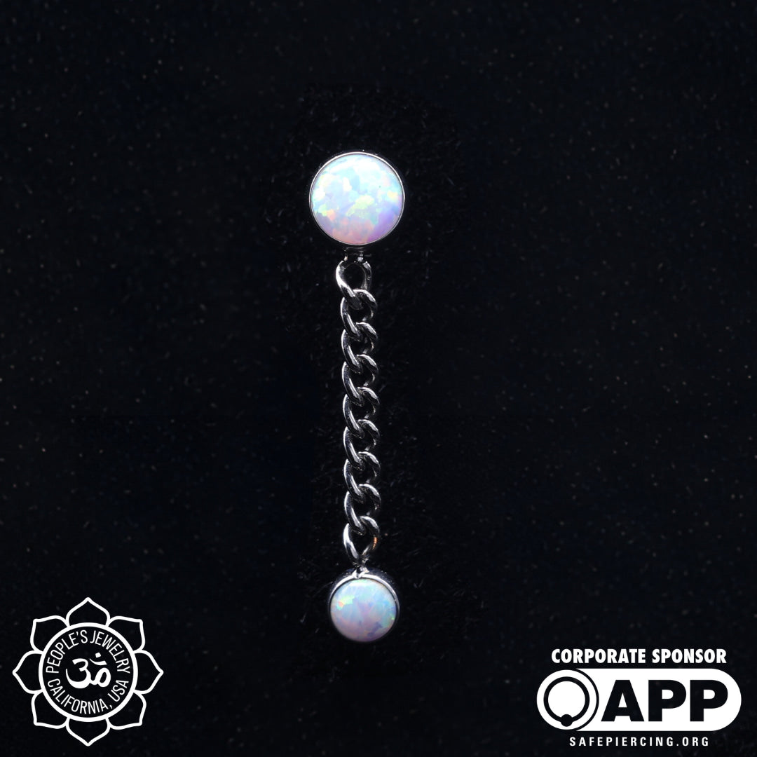 Threadless Double Gem Chain Dangle
