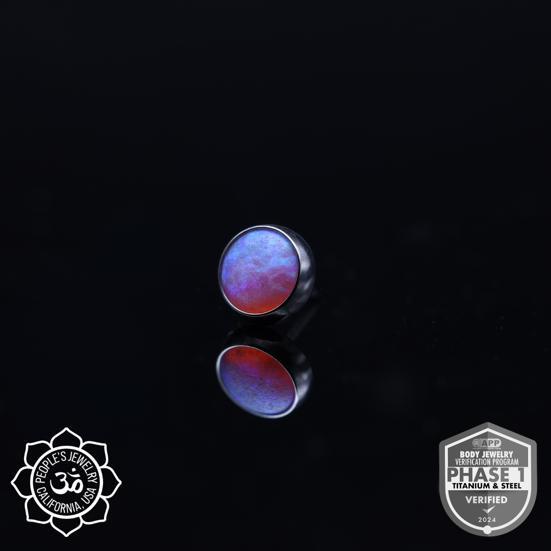 Threadless Titanium Bezel-Set Opal Cabochons (Sandblasted)
