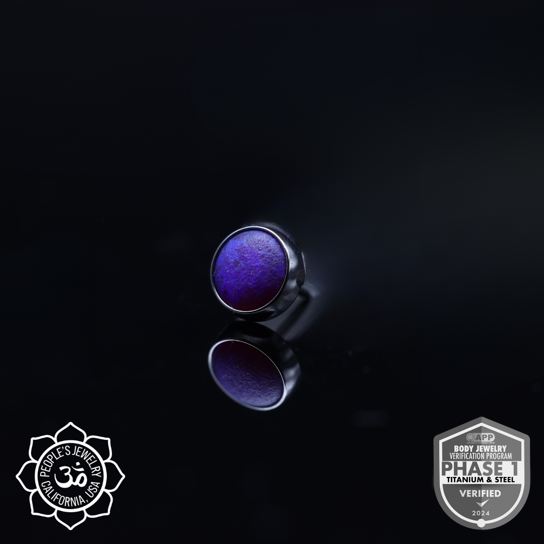 Threadless Titanium Bezel-Set Opal Cabochons (Sandblasted)