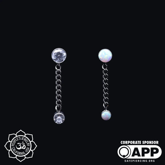 Threadless Double Gem Chain Dangle