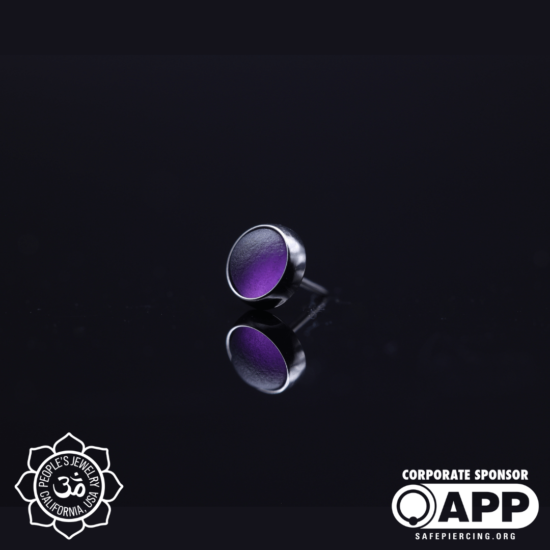 Threadless Titanium Bezel-set Cabochons - (Genuine Sandblasted)