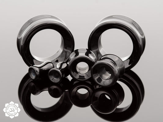 Double Flare Eyelets - Black Agate