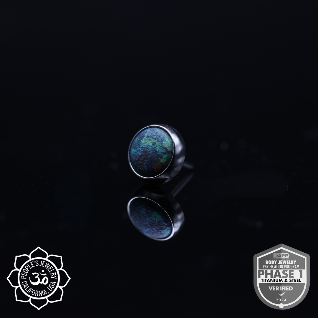 Threadless Titanium Bezel-Set Opal Cabochons (Sandblasted)