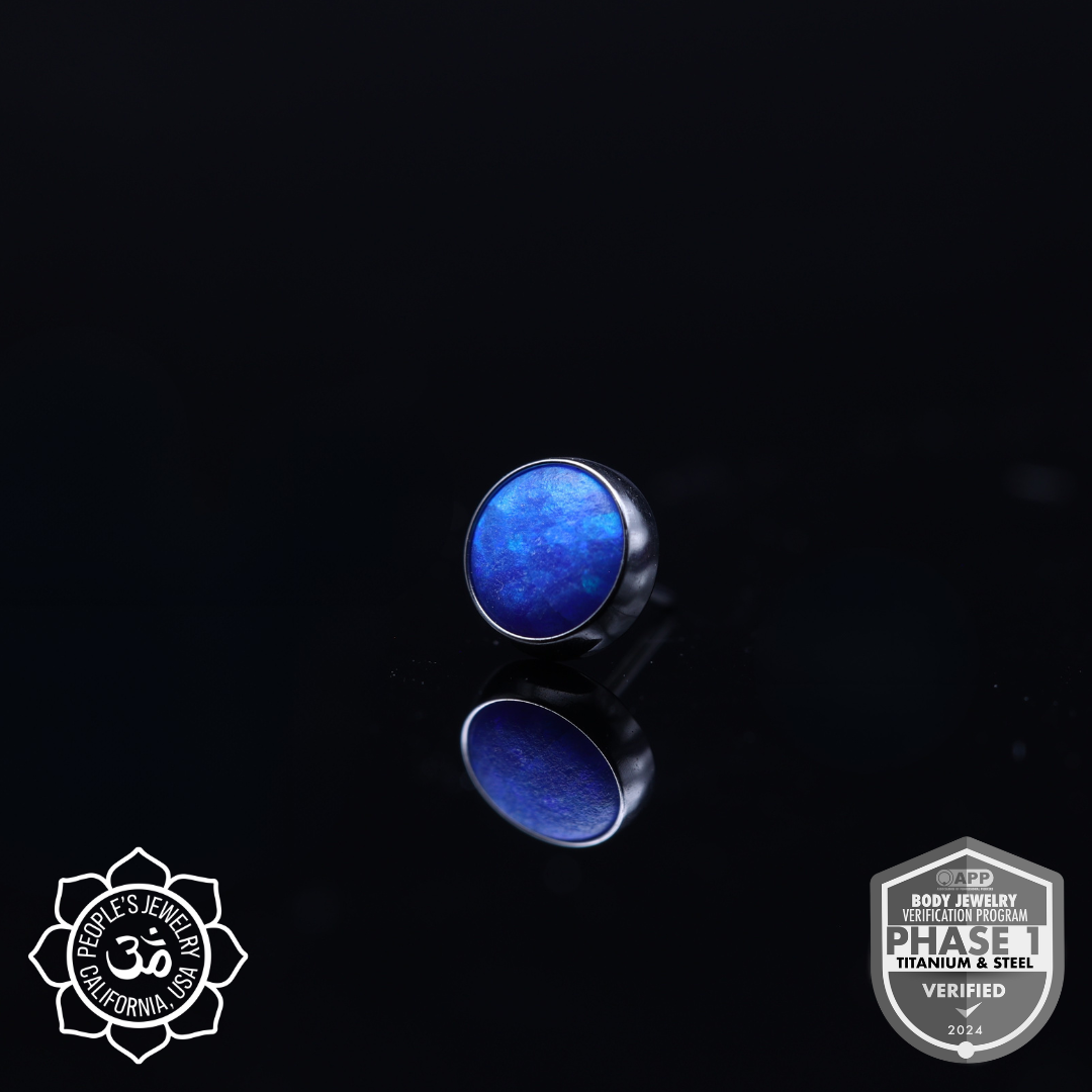Threadless Titanium Bezel-Set Opal Cabochons (Sandblasted)