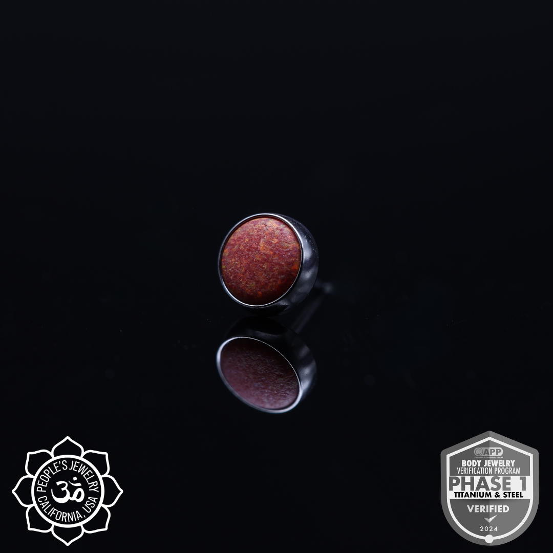 Threadless Titanium Bezel-Set Opal Cabochons (Sandblasted)