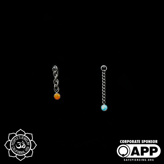 Opal Cabochon Chain Dangles