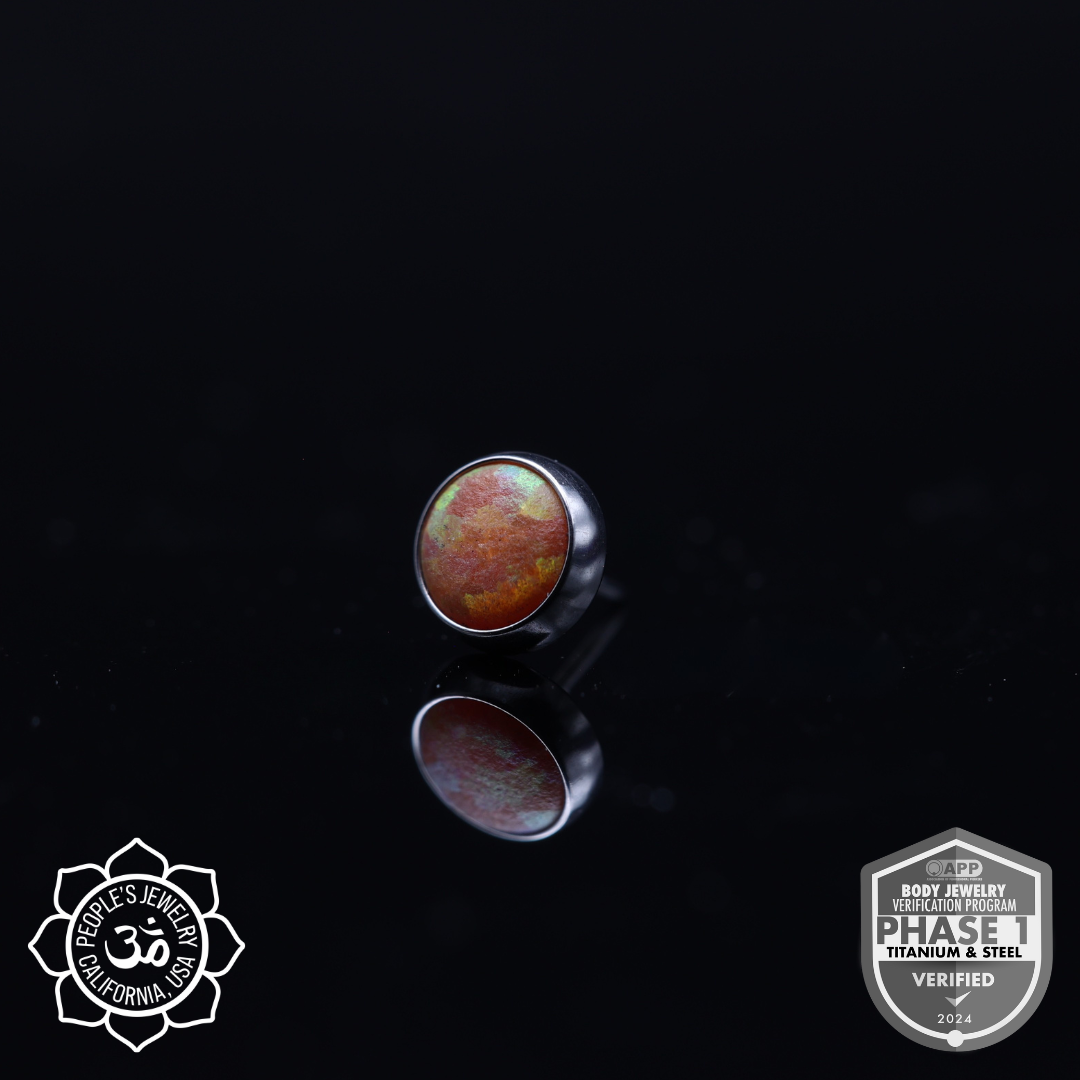 Threadless Titanium Bezel-Set Opal Cabochons (Sandblasted)
