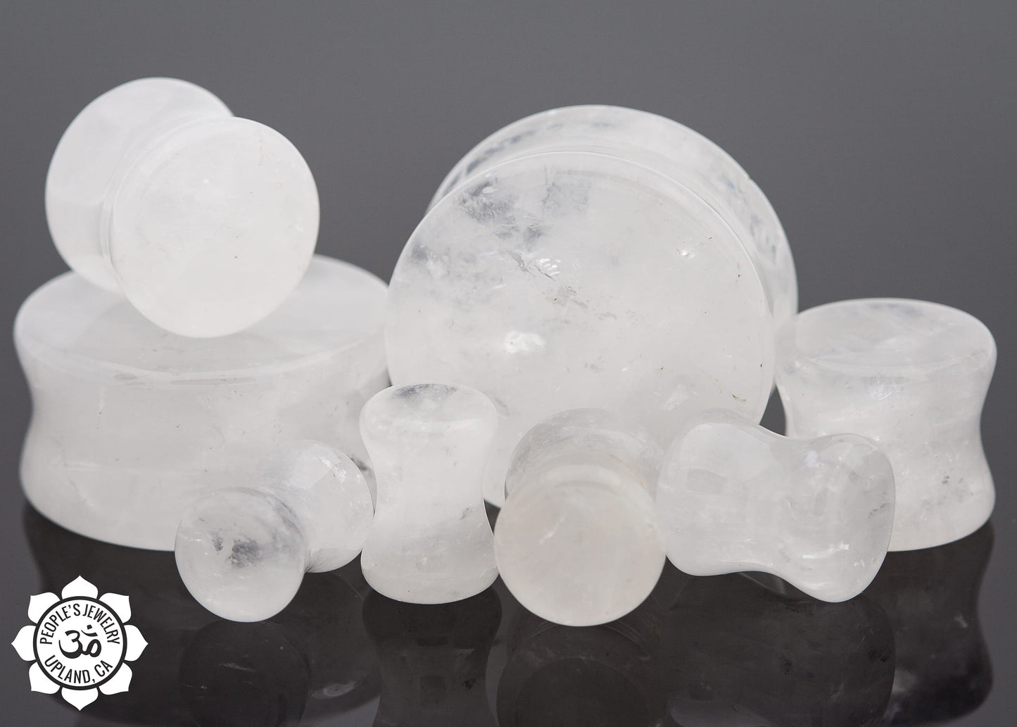 Double Flare Stone Plugs - Cloudy Quartz
