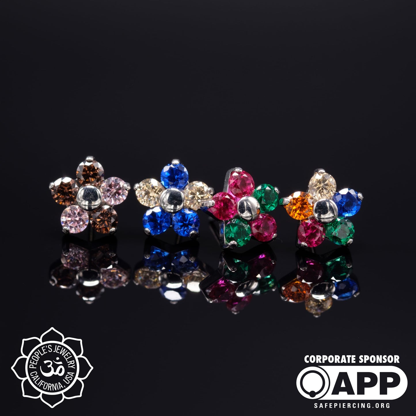 Custom Threadless Gem Flower End - 2mm