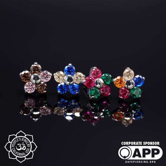 Custom Threadless Gem Flower End - 2mm