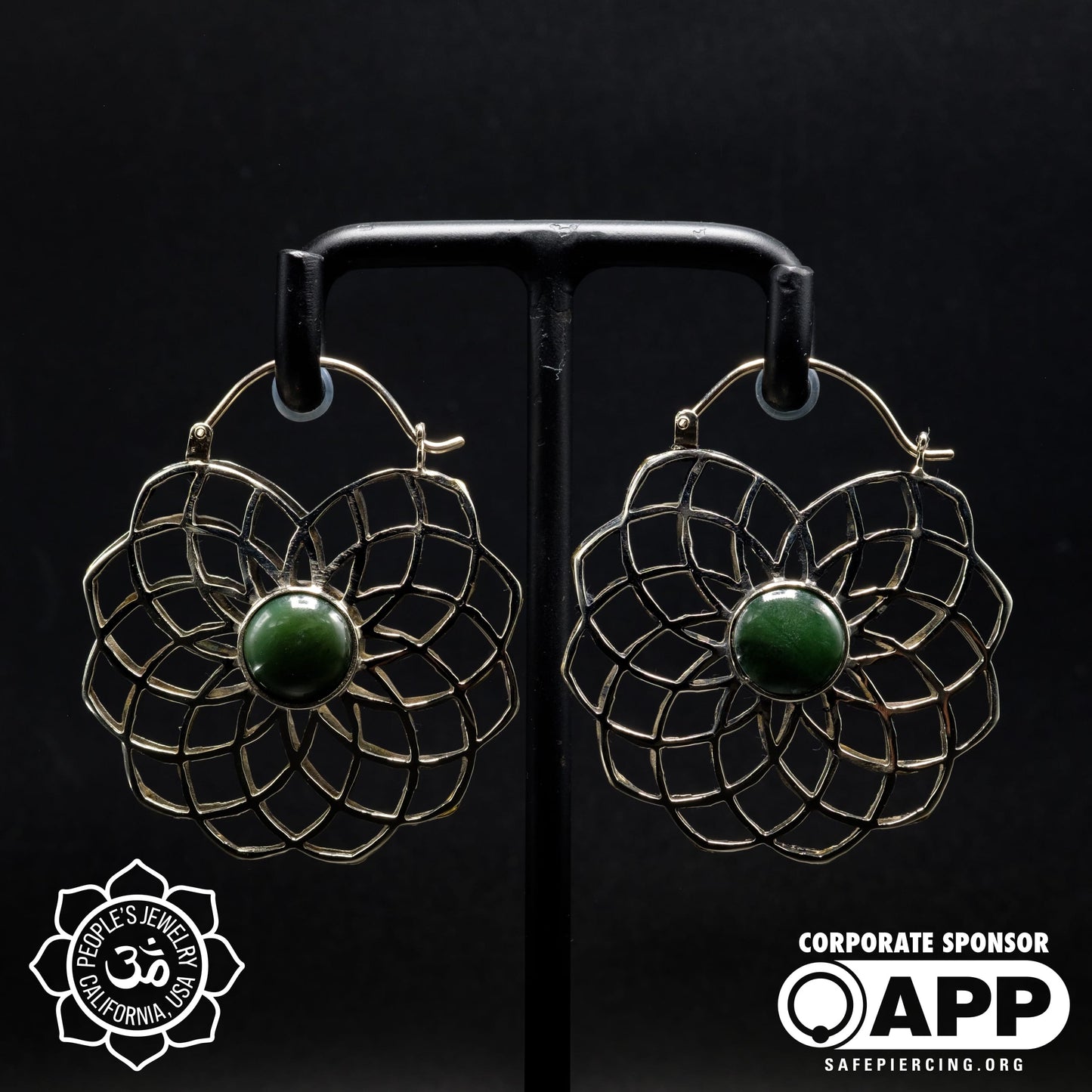 White Brass Ariela Weights - Green Jade