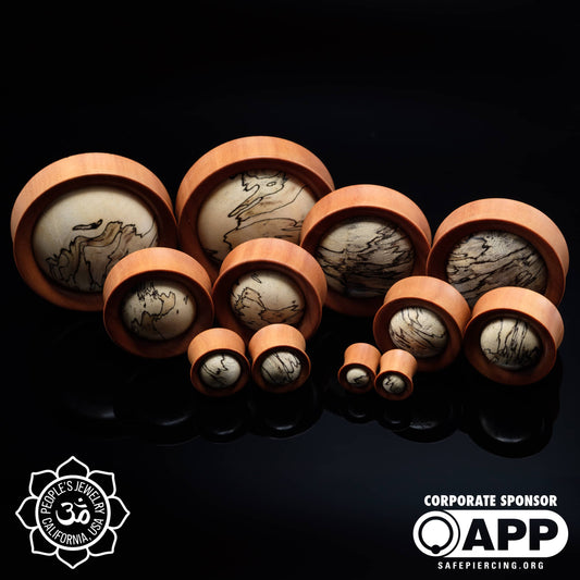 Double Flare Plugs - Sawo Wood with White Tamarind Inlay