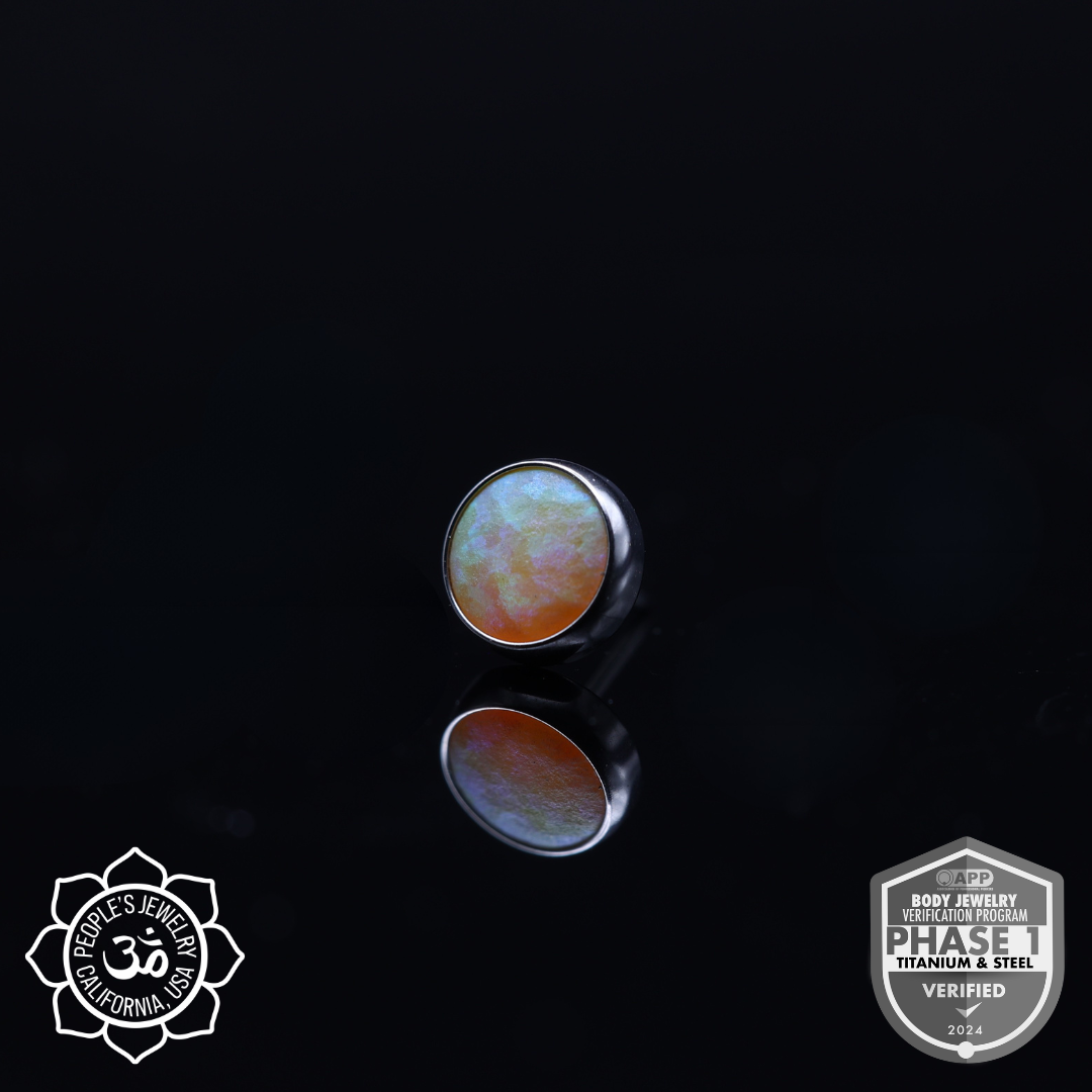 Threadless Titanium Bezel-Set Opal Cabochons (Sandblasted)