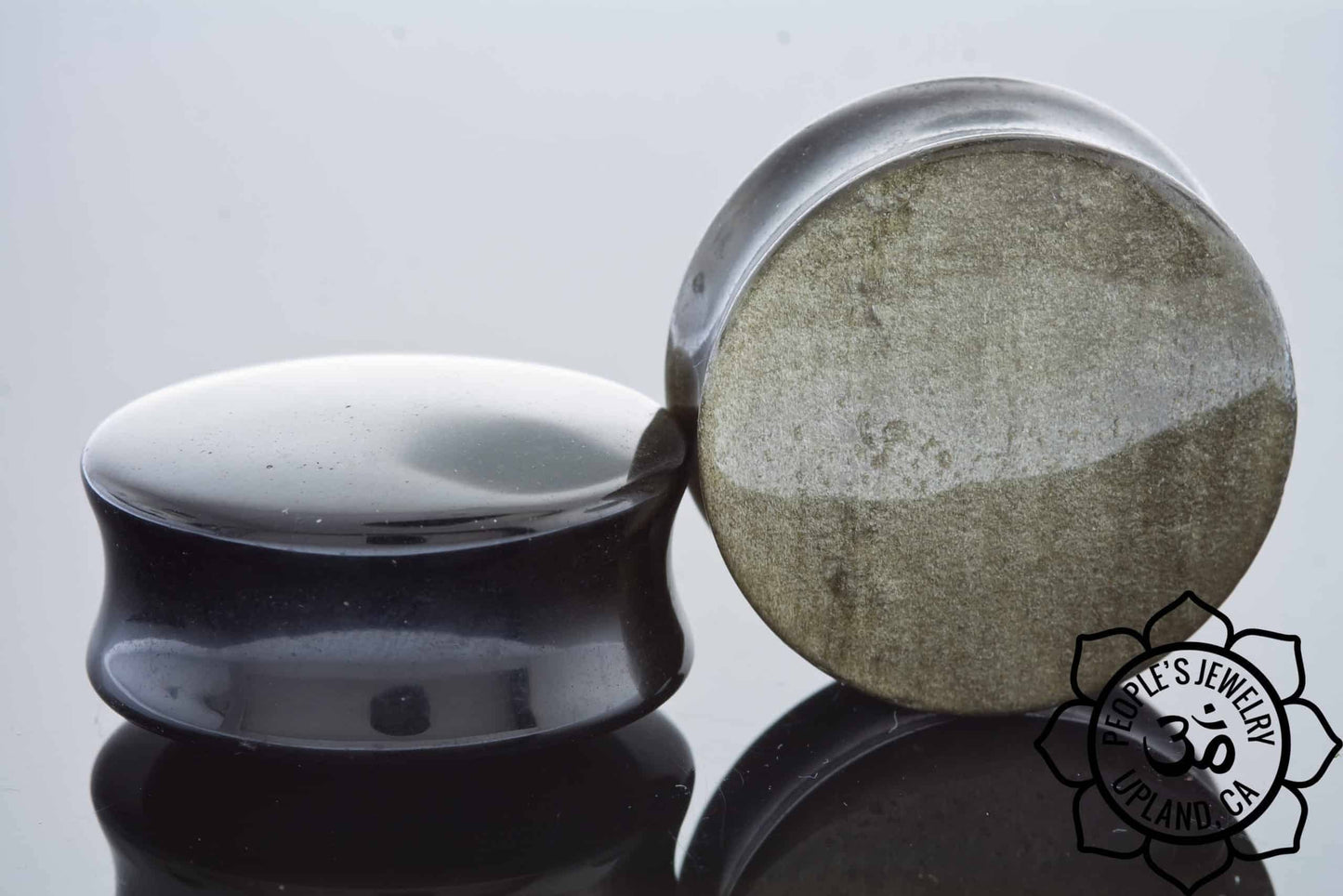 Double Flare Stone Plugs - Gold Obsidian