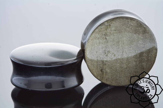 Double Flare Stone Plugs - Gold Obsidian
