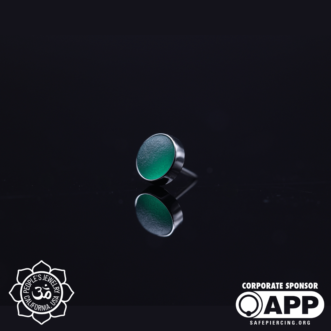 Threadless Titanium Bezel-set Cabochons - (Genuine Sandblasted)