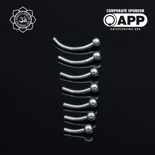 Threadless Titanium Fixed-Bead Curved Barbells