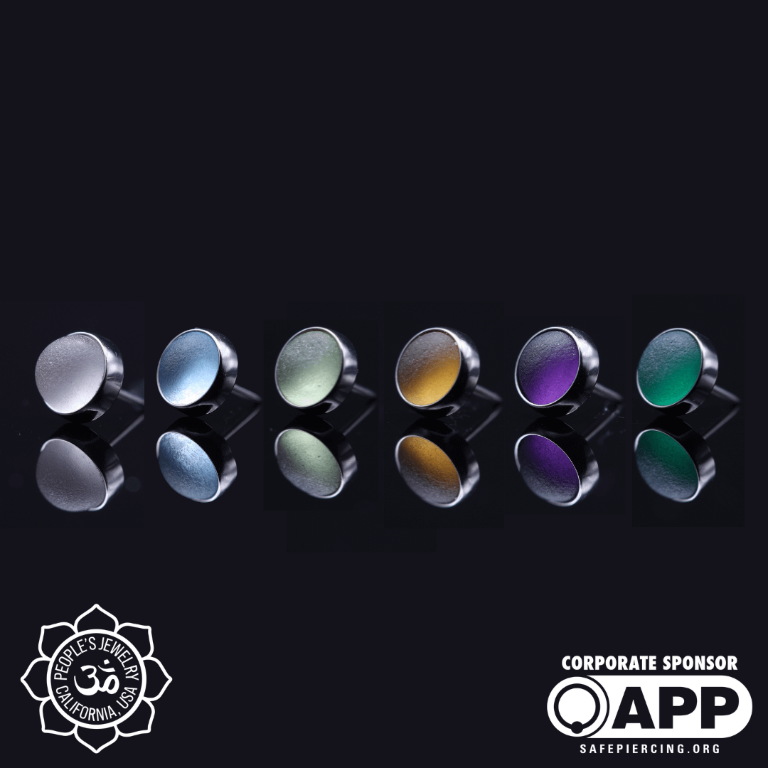 Threadless Titanium Bezel-set Cabochons - (Genuine Sandblasted)