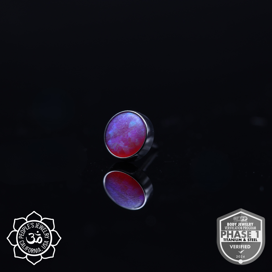 Threadless Titanium Bezel-Set Opal Cabochons (Sandblasted)