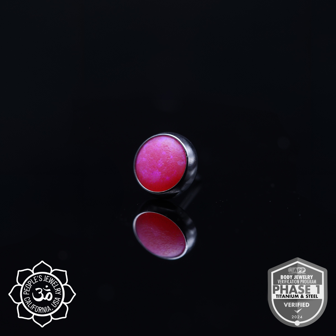 Threadless Titanium Bezel-Set Opal Cabochons (Sandblasted)