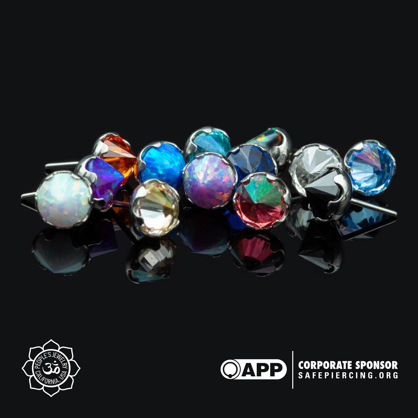 Threadless Titanium Prongs - 3mm - Faceted Gem - Inverted