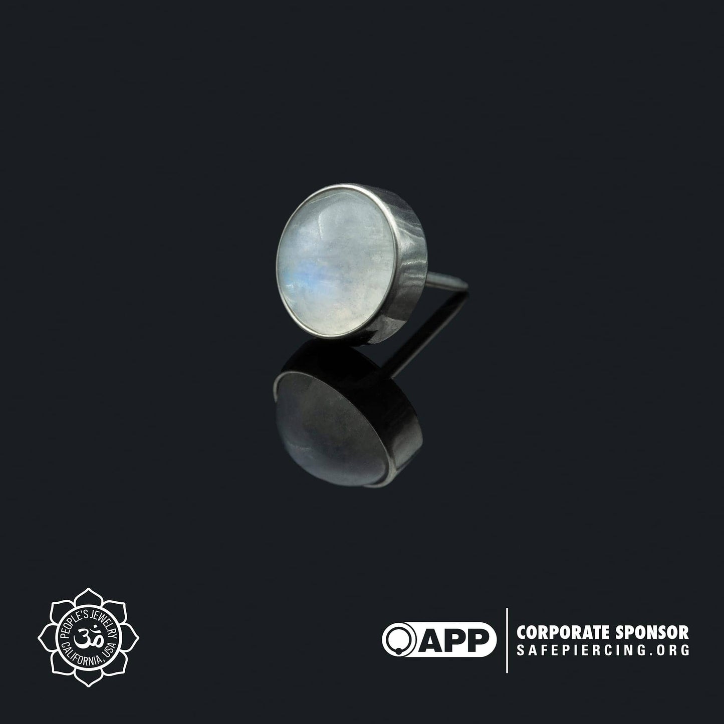Threadless Titanium Bezel-set Cabochons - (Genuine Sandblasted)