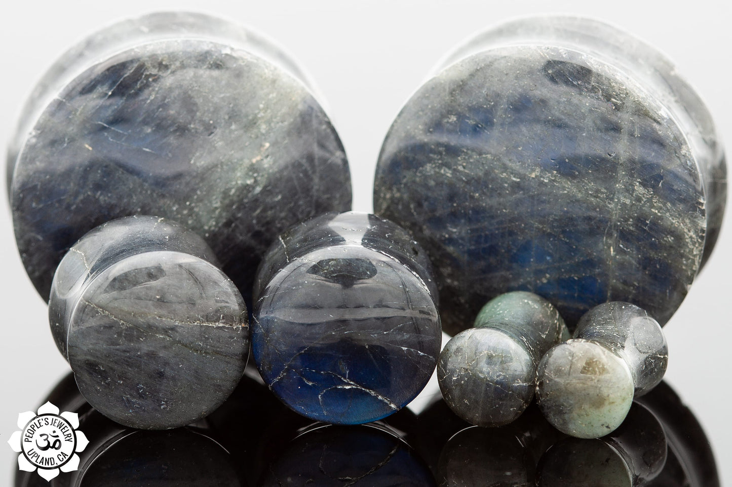 Double Flare Stone Plugs - Labradorite