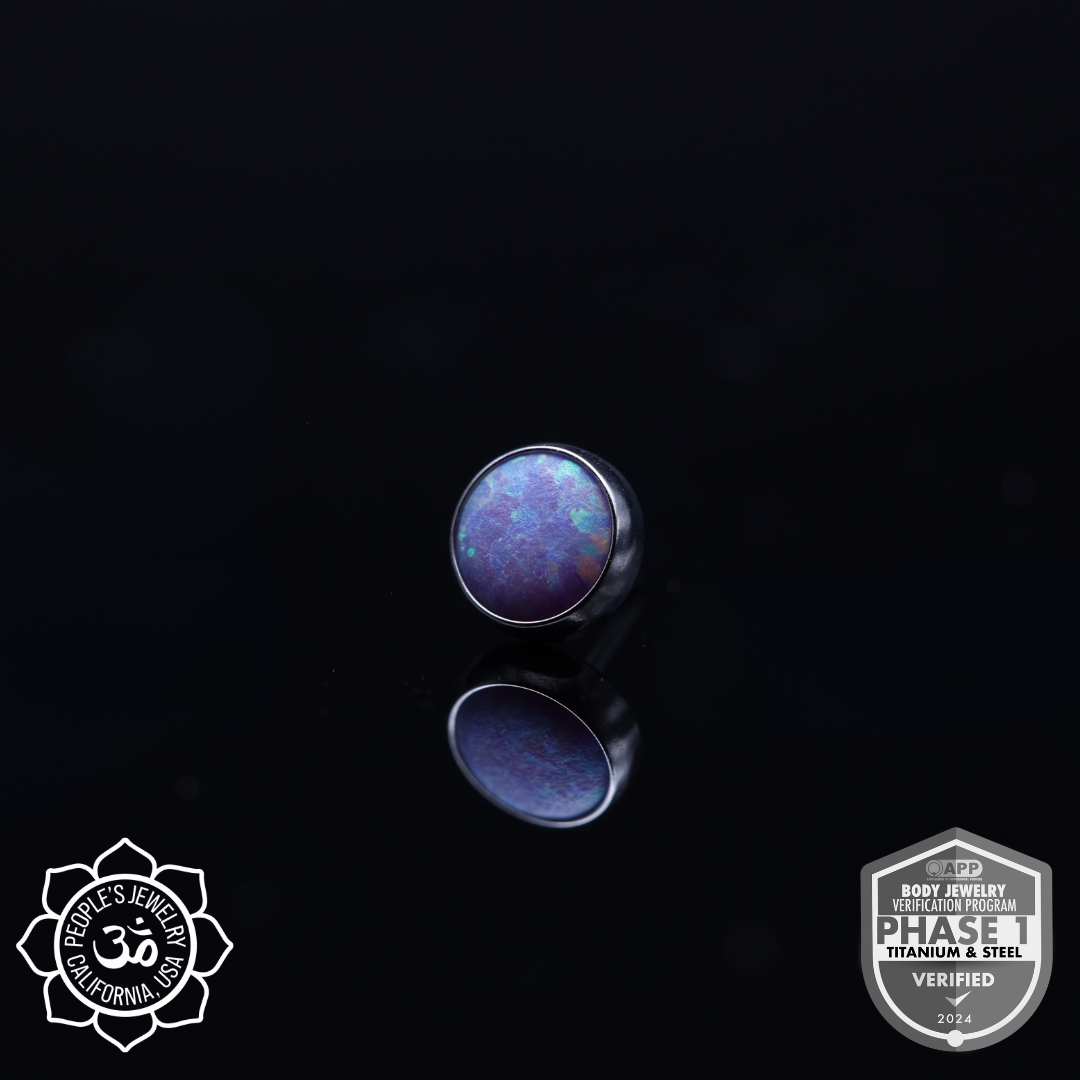 Threadless Titanium Bezel-Set Opal Cabochons (Sandblasted)
