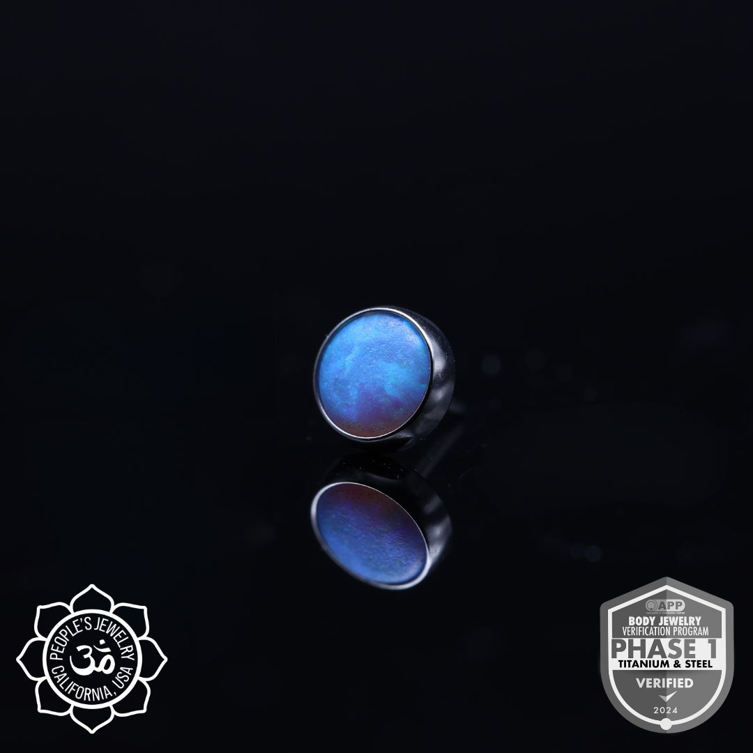 Threadless Titanium Bezel-Set Opal Cabochons (Sandblasted)