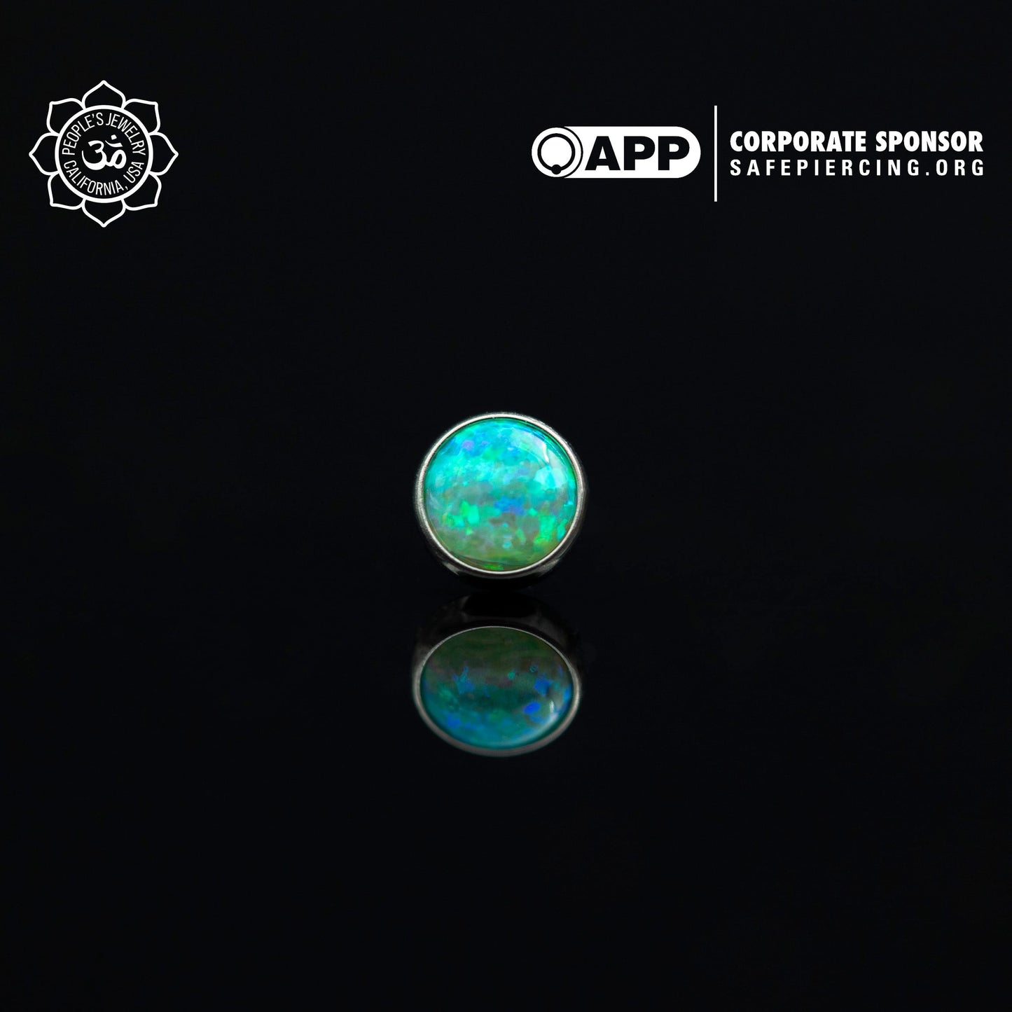 Threadless Titanium Bezel-Set Opal Cabochons (Sandblasted)