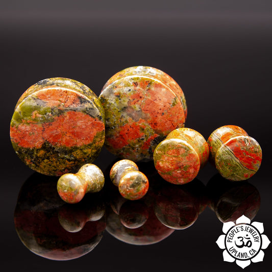 Double Flare Stone Plugs - Unakite