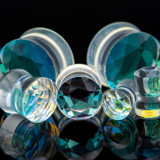 Double Flare Faceted AB Glass