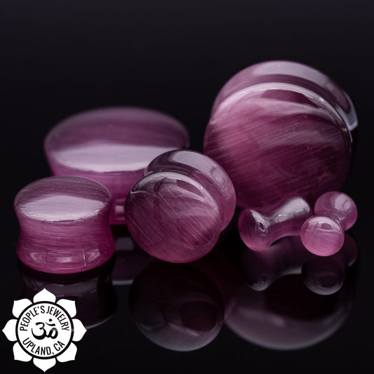 Double Flare Glass Plugs - Purple Cat's Eye