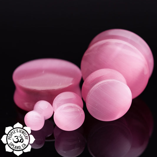 Double Flare Glass Plugs - Pink Cat's Eye
