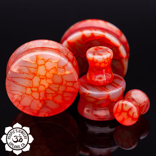 Double Flare Stone Plugs - Dragon Vein - Red